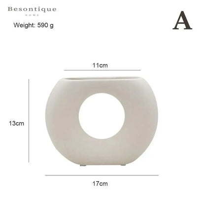 Nordic Ceramic Flower Vase │ Geometric Art Decorative Pot │ Neutral Tone Color Home Decoration - Besontique Home