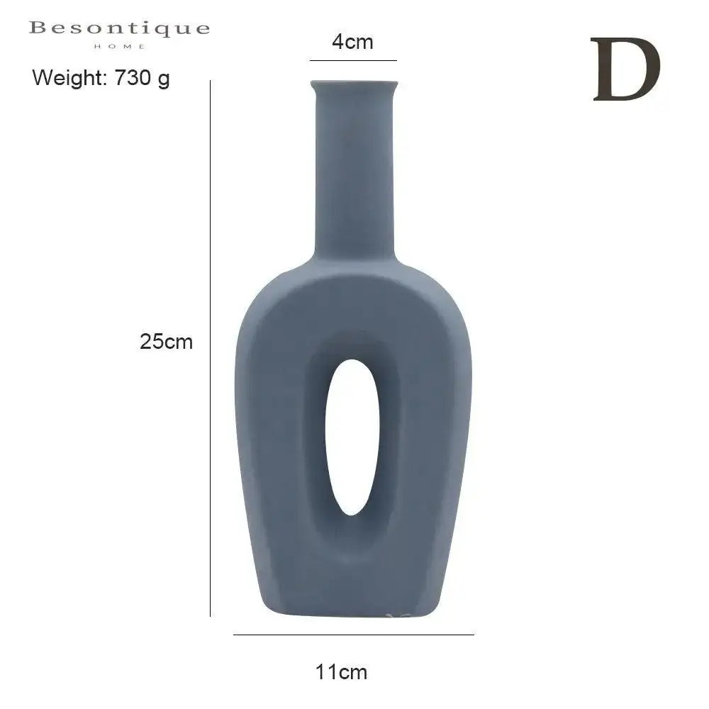 Nordic Ceramic Flower Vase │ Geometric Art Decorative Pot │ Neutral Tone Color Home Decoration - Besontique Home