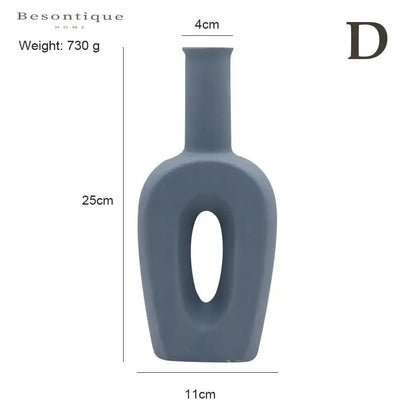 Nordic Ceramic Flower Vase │ Geometric Art Decorative Pot │ Neutral Tone Color Home Decoration - Besontique Home