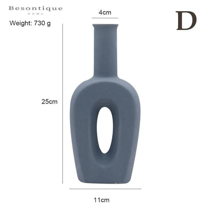 Nordic Ceramic Flower Vase │ Geometric Art Decorative Pot │ Neutral Tone Color Home Decoration - Besontique Home