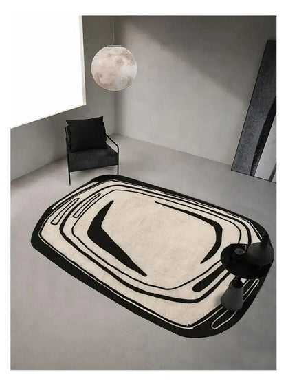 Nordic Irregular Faux Cashmere Rugs (Black / Light Brown) │ Modern Living Room Bedside Soft Fluffy Carpet - Besontique Home