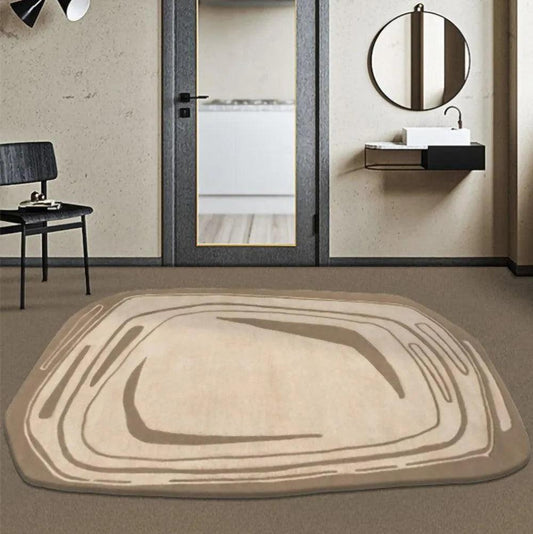 Nordic Irregular Faux Cashmere Rugs (Black / Light Brown) │ Modern Living Room Bedside Soft Fluffy Carpet - Besontique Home