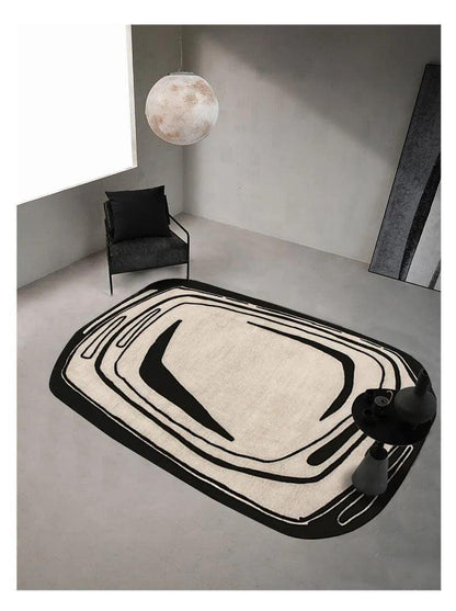Nordic Irregular Faux Cashmere Rugs (Black / Light Brown) │ Modern Living Room Bedside Soft Fluffy Carpet - Besontique Home