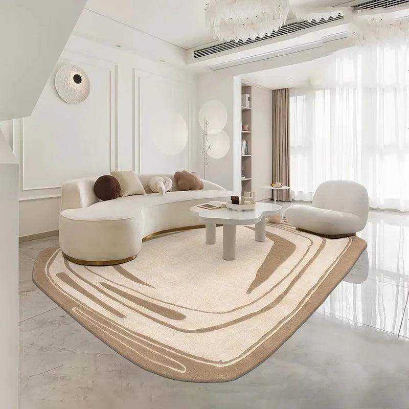 Nordic Irregular Faux Cashmere Rugs (Black / Light Brown) │ Modern Living Room Bedside Soft Fluffy Carpet - Besontique Home