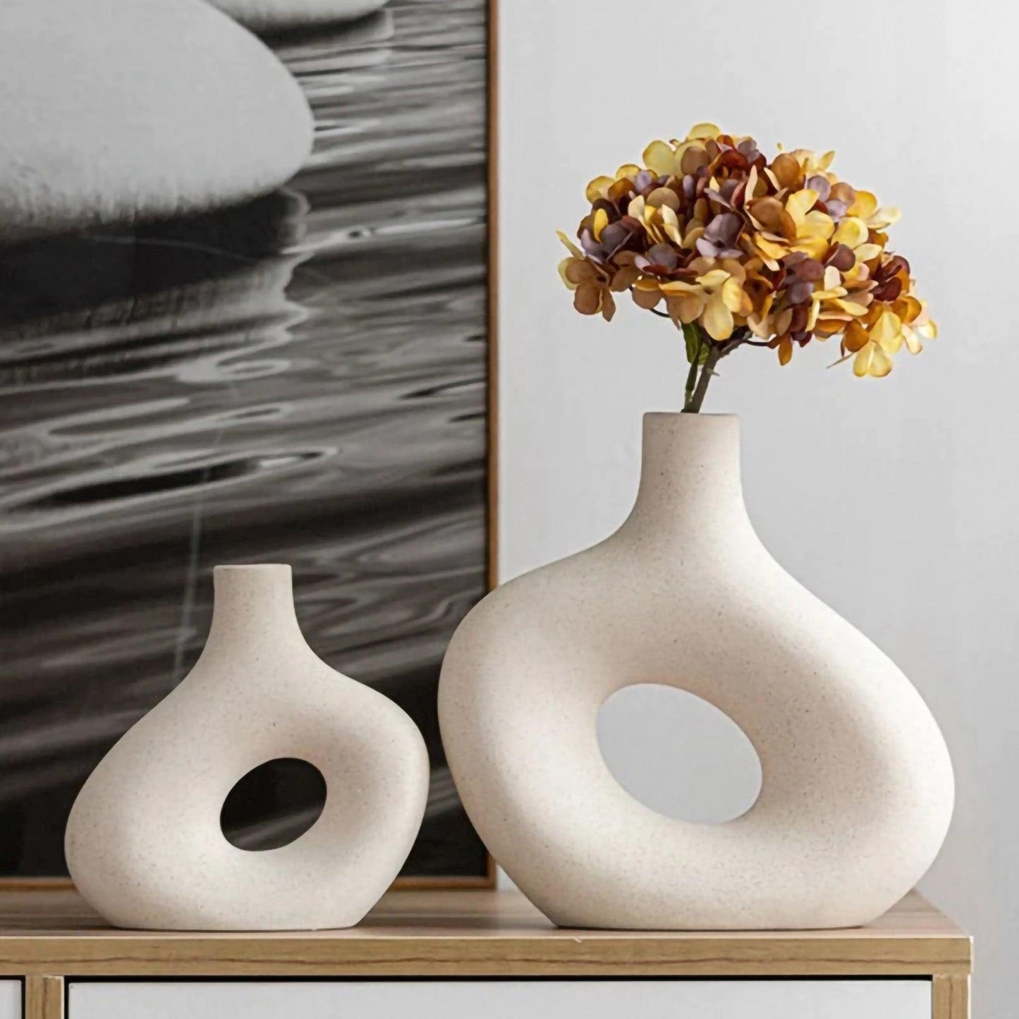 Nordic Matte Ceramic Vase for Pampas Grass │ Table Living Room Decoration Ornament Pot Set - Besontique