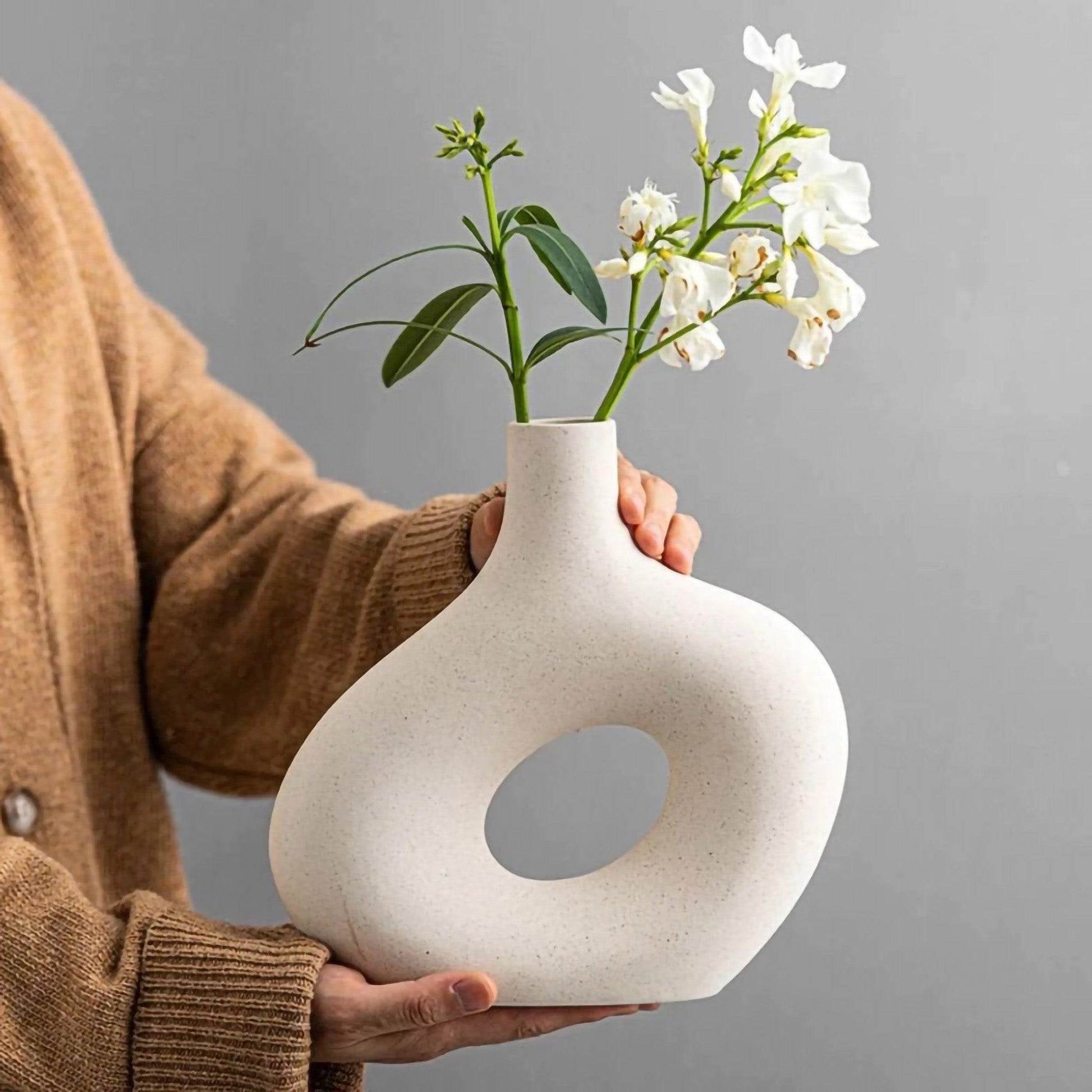 Nordic Matte Ceramic Vase for Pampas Grass │ Table Living Room Decoration Ornament Pot Set - Besontique