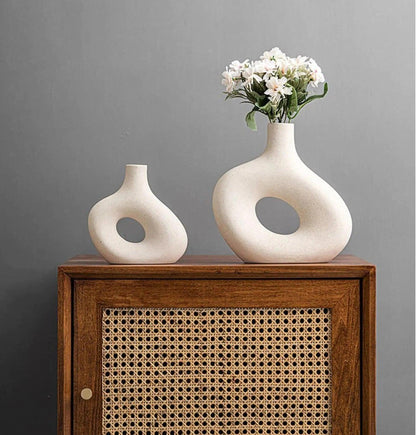 Nordic Matte Ceramic Vase for Pampas Grass │ Table Living Room Decoration Ornament Pot Set - Besontique Home