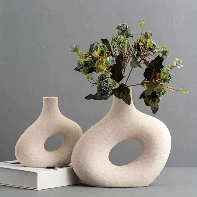 Nordic Matte Ceramic Vase for Pampas Grass │ Table Living Room Decoration Ornament Pot Set - Besontique Home