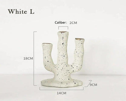 Nordic Resin Candlestick Holder (White/Black) │ Modern Vintage Table Home Decor Candle Stand - Besontique Home