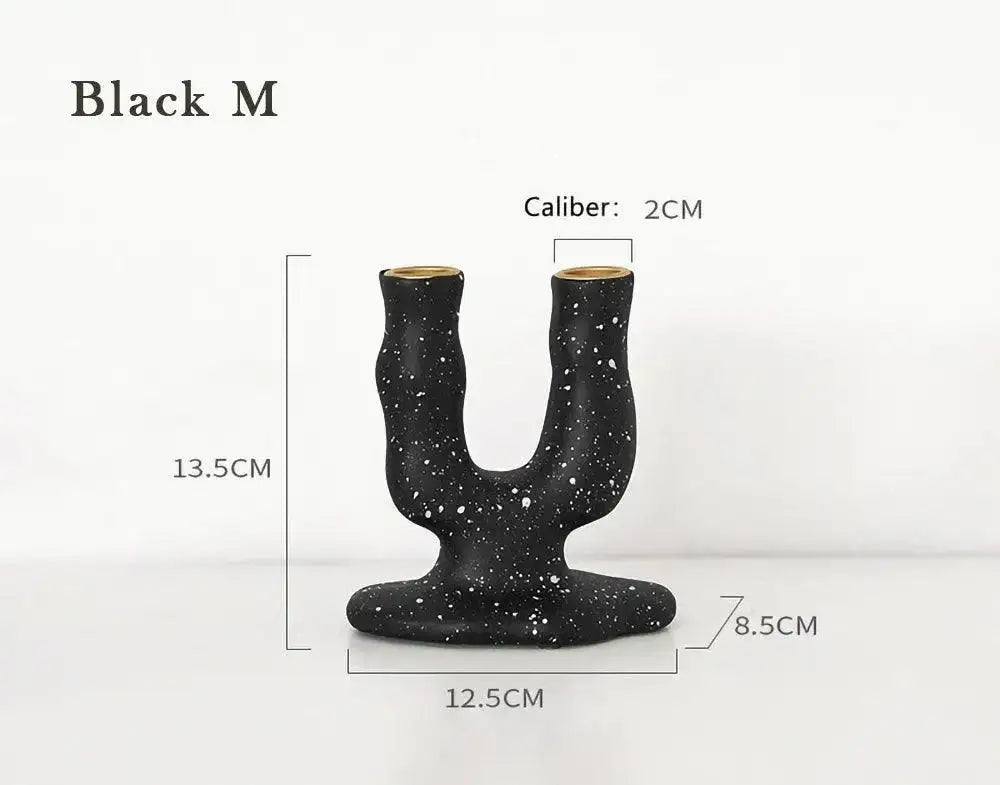 Nordic Resin Candlestick Holder (White/Black) │ Modern Vintage Table Home Decor Candle Stand - Besontique Home