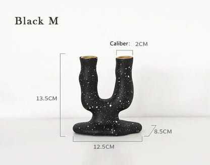 Nordic Resin Candlestick Holder (White/Black) │ Modern Vintage Table Home Decor Candle Stand - Besontique Home