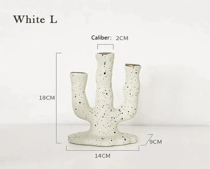 Nordic Resin Candlestick Holder (White/Black) │ Modern Vintage Table Home Decor Candle Stand - Besontique Home