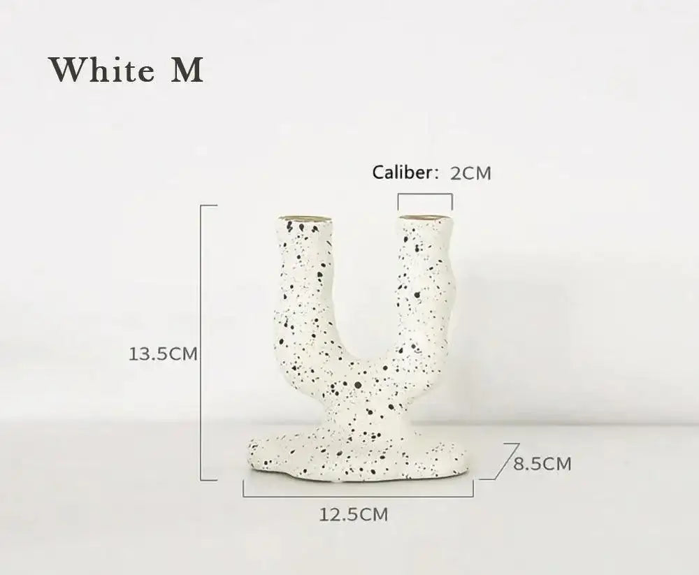 Nordic Resin Candlestick Holder (White/Black) │ Modern Vintage Table Home Decor Candle Stand - Besontique Home