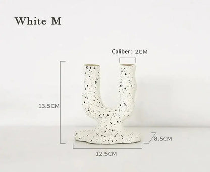 Nordic Resin Candlestick Holder (White/Black) │ Modern Vintage Table Home Decor Candle Stand - Besontique Home