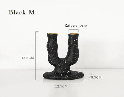 Nordic Resin Candlestick Holder (White/Black) │ Modern Vintage Table Home Decor Candle Stand - Besontique Home