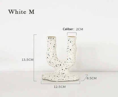 Nordic Resin Candlestick Holder (White/Black) │ Modern Vintage Table Home Decor Candle Stand - Besontique Home