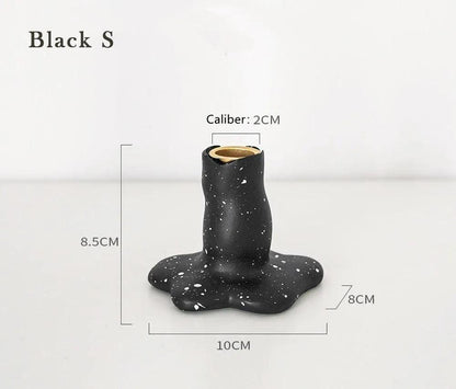 Nordic Resin Candlestick Holder (White/Black) │ Modern Vintage Table Home Decor Candle Stand - Besontique Home
