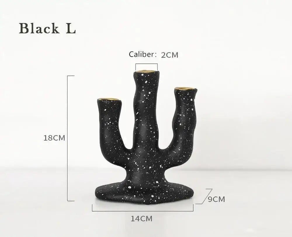 Nordic Resin Candlestick Holder (White/Black) │ Modern Vintage Table Home Decor Candle Stand - Besontique Home