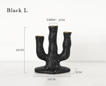 Nordic Resin Candlestick Holder (White/Black) │ Modern Vintage Table Home Decor Candle Stand - Besontique Home