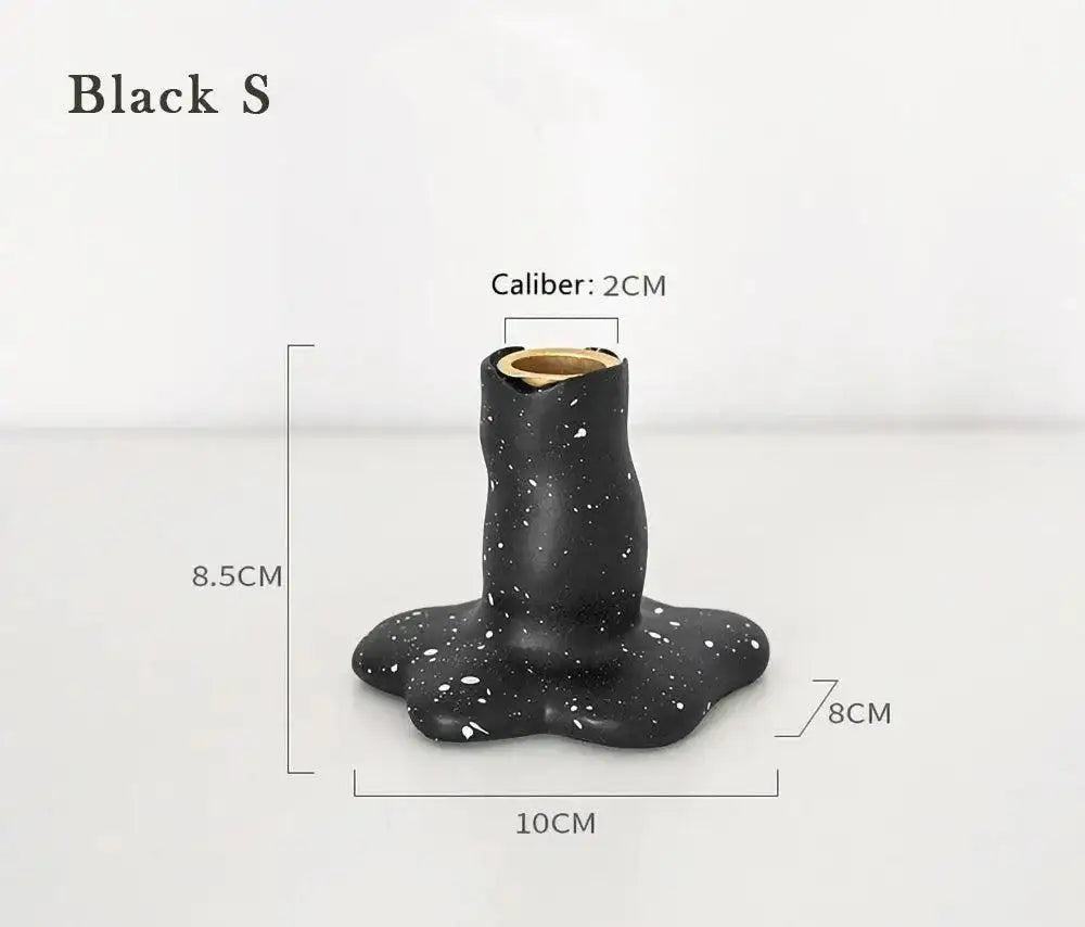 Nordic Resin Candlestick Holder (White/Black) │ Modern Vintage Table Home Decor Candle Stand - Besontique Home