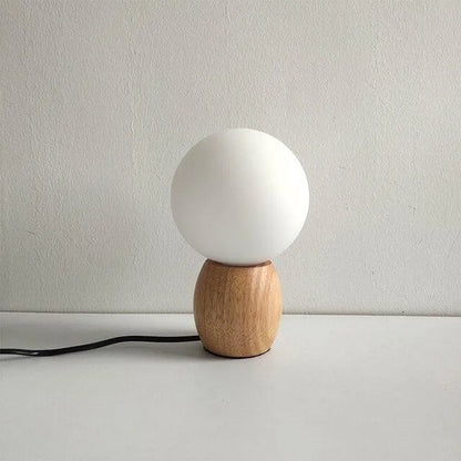 Nordic Wood Table Lamp with Glass Ball │ Minimal Bedside Mood Light - Besontique