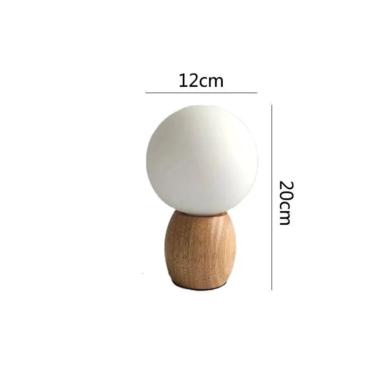 Nordic Wood Table Lamp with Glass Ball │ Minimal Bedside Mood Light - Besontique