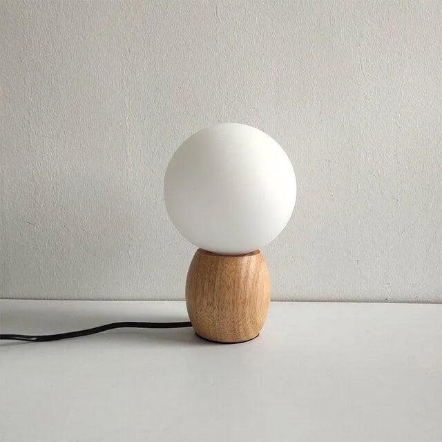 Nordic Wood Table Lamp with Glass Ball │ Minimal Bedside Mood Light - Besontique Home