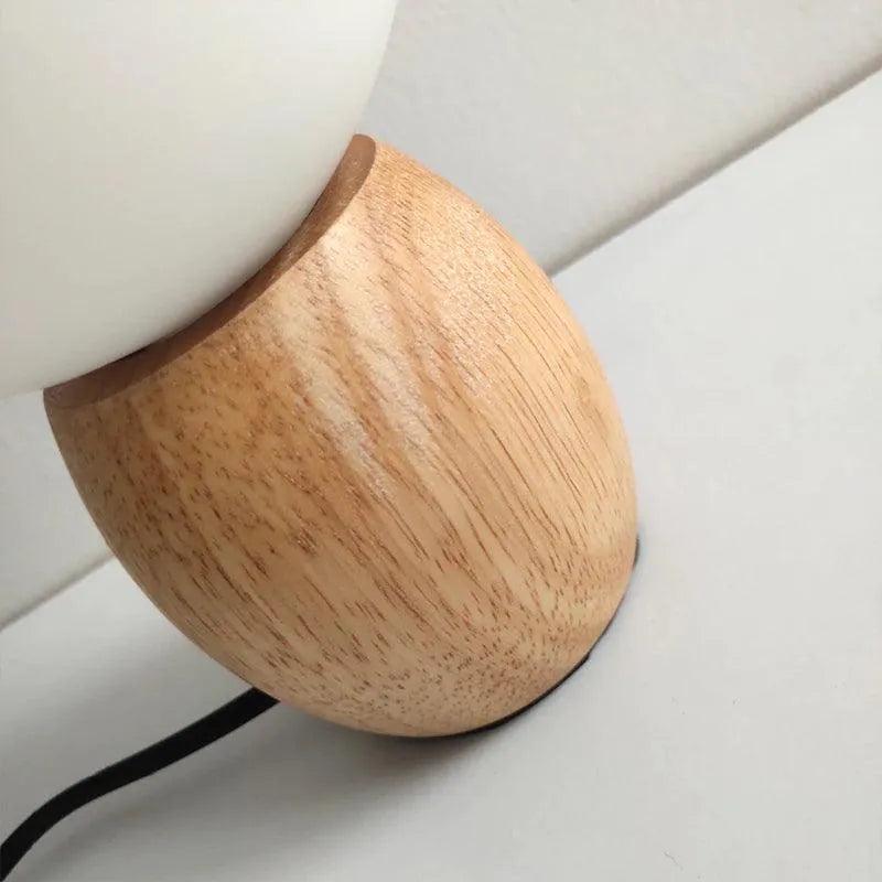 Nordic Wood Table Lamp with Glass Ball │ Minimal Bedside Mood Light - Besontique Home