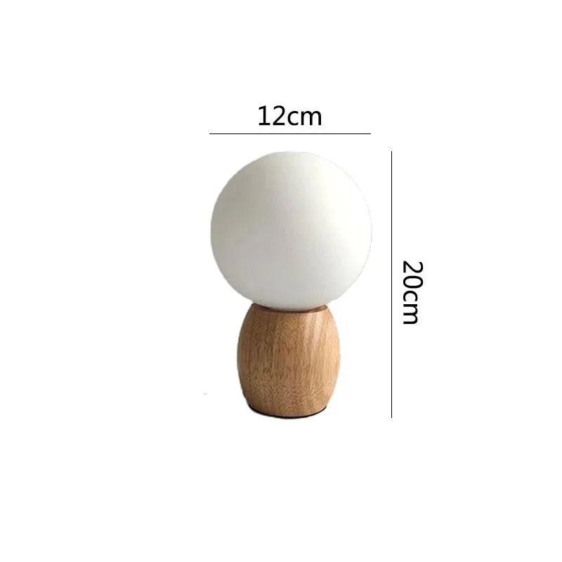Nordic Wood Table Lamp with Glass Ball │ Minimal Bedside Mood Light - Besontique Home