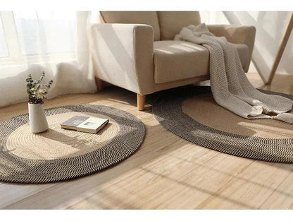 Round Woven Carpet Handmade Jute Rattan Carpet With Tassel │ For Modern Vintage Room Decor - Besontique Home