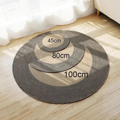 Round Woven Carpet Handmade Jute Rattan Carpet With Tassel │ For Modern Vintage Room Decor - Besontique Home