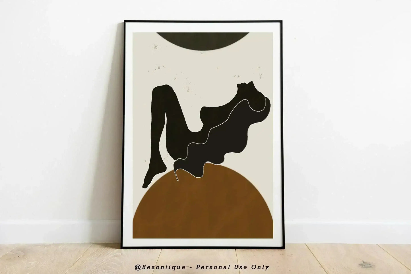 Set Of 2 Mid Century Female Digital Prints, Modern Abstract Print, Minimal Boho Printable Art, Orange Black Wall Poster - Besontique Home