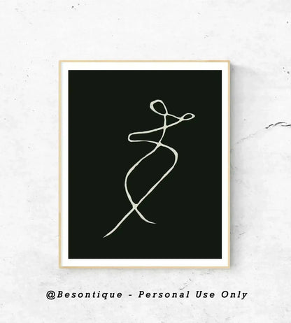 [] Set of 2 Modern Contemporary Digital Prints, Female Abstract Line Art, Minimal Gallery Wall Art, Dark Green Down Tone Printable Poster - Besontique Home