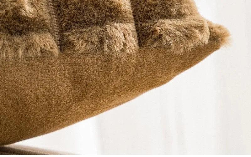 Simple Decorative Plaid Pattern Pillow Cover │ Soft Fur Cushion Cover │ For Sofa Living room Home Decor Pillowcase - Besontique Home
