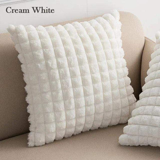 Simple Decorative Plaid Pattern Pillow Cover │ Soft Fur Cushion Cover │ For Sofa Living room Home Decor Pillowcase - Besontique Home