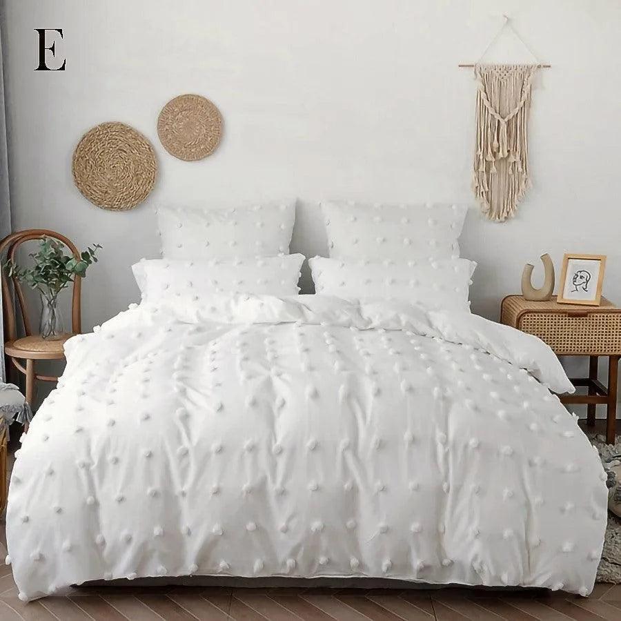 Simple White Luxury Pinch Pleat Bedding Set │ High Quality Quilt Bed Duvet cover Pillow case - Besontique Home