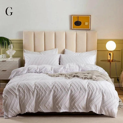 Simple White Luxury Pinch Pleat Bedding Set │ High Quality Quilt Bed Duvet cover Pillow case - Besontique Home
