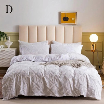 Simple White Luxury Pinch Pleat Bedding Set │ High Quality Quilt Bed Duvet cover Pillow case - Besontique Home
