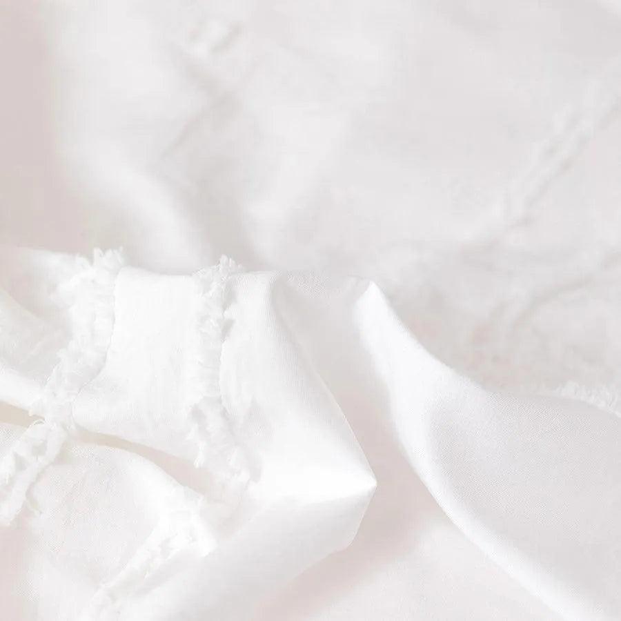 Simple White Luxury Pinch Pleat Bedding Set │ High Quality Quilt Bed Duvet cover Pillow case - Besontique Home