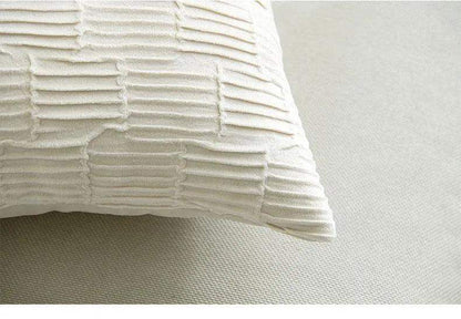 Velvet Solid Color Cushion Cover (Brown / White)│ Modern Simple Line Pleated Decorative Pillowcase - Besontique Home