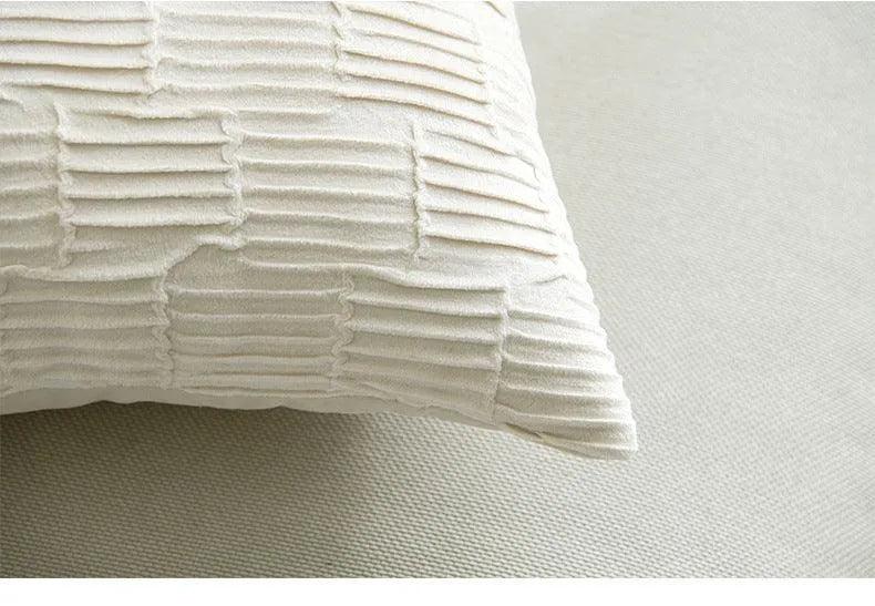Velvet Solid Color Cushion Cover (Brown / White)│ Modern Simple Line Pleated Decorative Pillowcase - Besontique Home