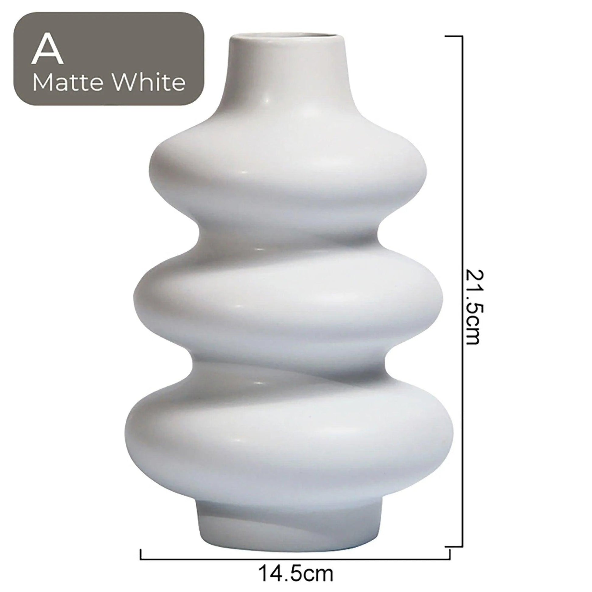 White Beige Nordic Ceramics Dried Flower Vase │ Pampas Grass Pot Vases │ Simple Home Decor Item - Besontique Home