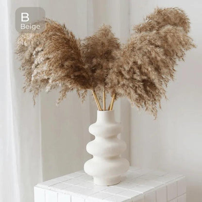 White Beige Nordic Ceramics Dried Flower Vase │ Pampas Grass Pot Vases │ Simple Home Decor Item - Besontique Home