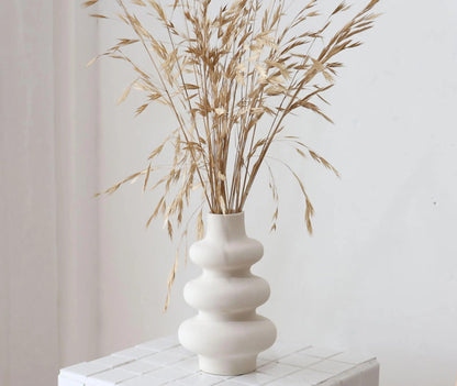 White Beige Nordic Ceramics Dried Flower Vase │ Pampas Grass Pot Vases │ Simple Home Decor Item - Besontique Home