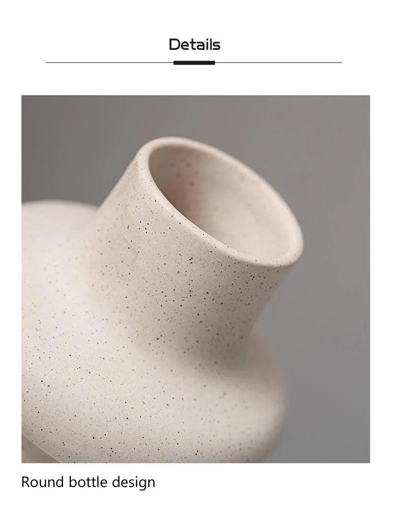 White Beige Nordic Ceramics Dried Flower Vase │ Pampas Grass Pot Vases │ Simple Home Decor Item - Besontique Home