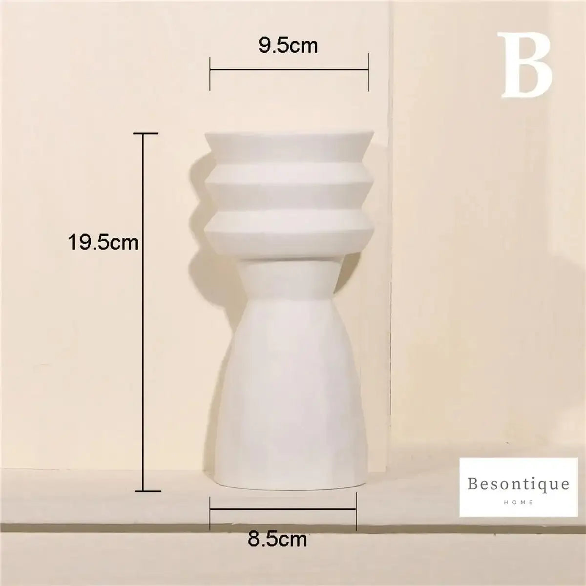 White Nordic Ceramics Dried Flower Vase │ Home Ornaments Flower Pot Vases Set - Besontique Home