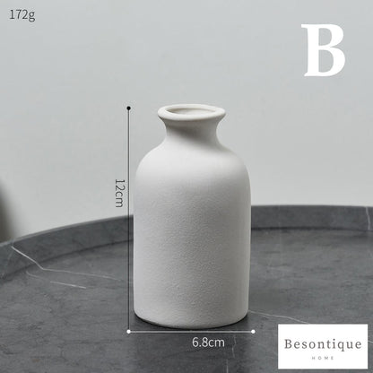 White Simple Ceramic Dried Flower Vase │ Home Decor Room Decorative Item - Besontique