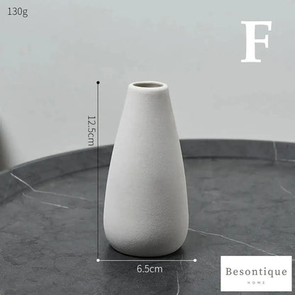 White Simple Ceramic Dried Flower Vase │ Home Decor Room Decorative Item - Besontique Home