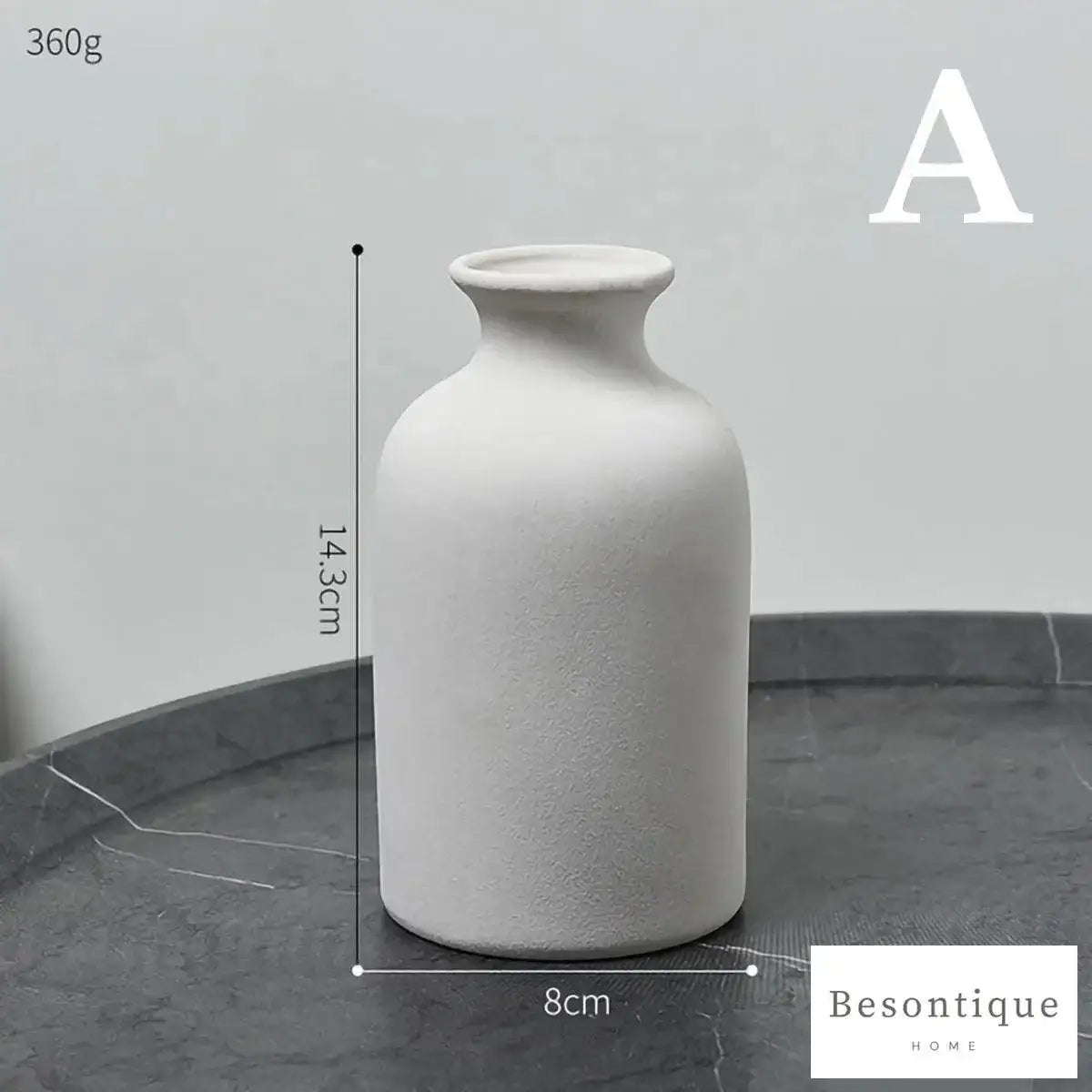 White Simple Ceramic Dried Flower Vase │ Home Decor Room Decorative Item - Besontique Home