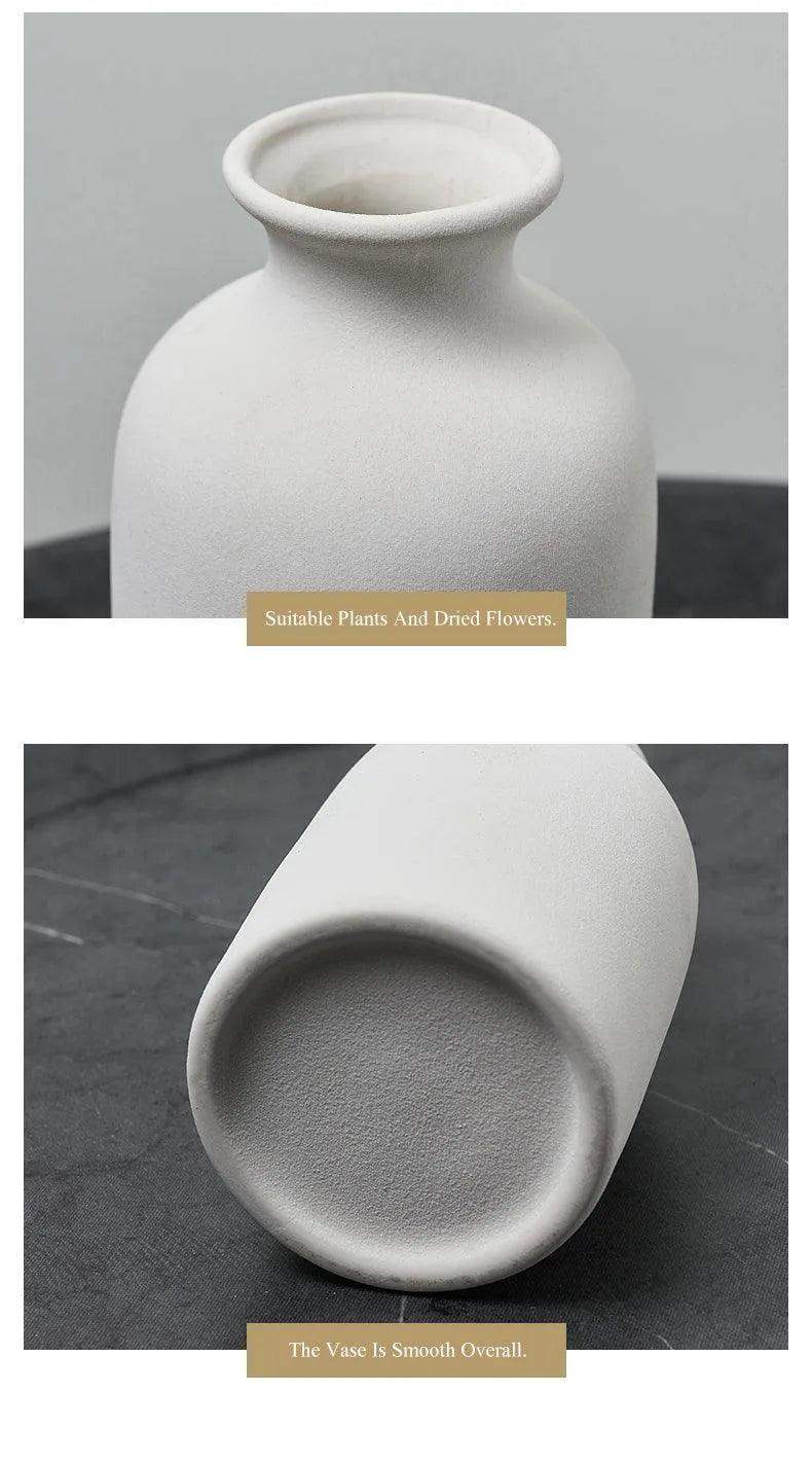 White Simple Ceramic Dried Flower Vase │ Home Decor Room Decorative Item - Besontique Home